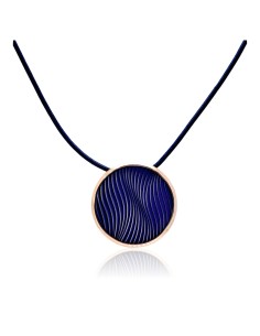 Collar en piel azul c/ dije acero y piel JACQUES LEMANS