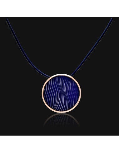 Collar en piel azul c/ dije acero y piel JACQUES LEMANS