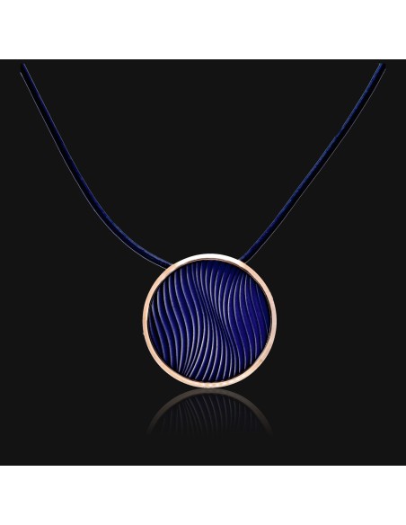 Collar en piel azul c/ dije acero y piel JACQUES LEMANS